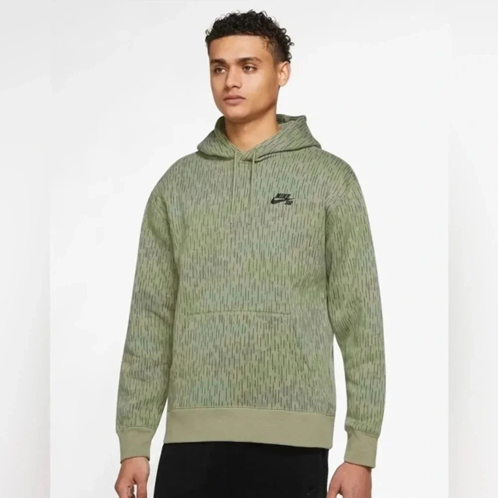 Nike SB Green Camo Skate Sweater Hoodie, Front Pocket Pouch, Size Small